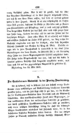 Der Taubstummenunterricht in der Provinz Brandenburg