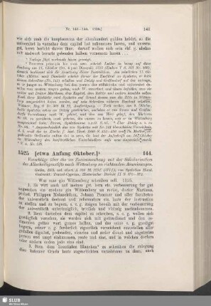 144. 1525, [etwa Anfang Oktober]