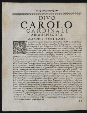 Divo Carolo Cardinali Archiepiscopo.