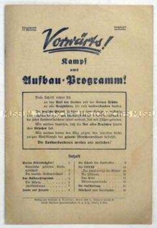 Programmatische Schrift der DNVP mit Ausrichtung auf die Landbevölkerung, auch mit Polemik gegen die NSDAP