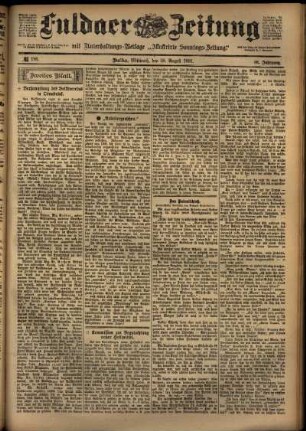 Zweite Ausgabe vom Mittwoch, den 28. August 1901.