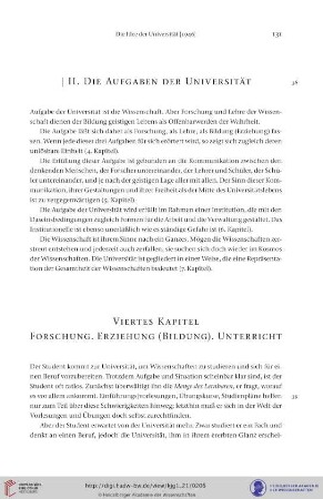 Viertes Kapitel: Forschung. Erziehung (Bildung). Unterricht