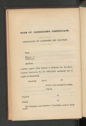 Form of Candidate´s Certificate.