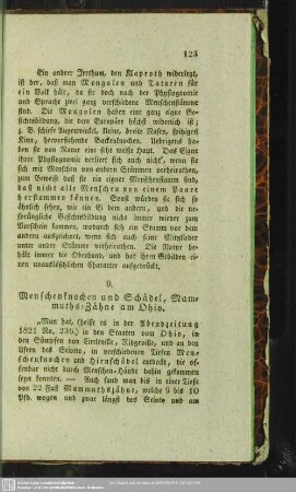 Menschenknochen und Schädel, Mamuths-Zähne am Ohio