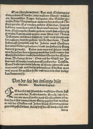 Von der zeit des anfangs diser Secten. Das dritt Capitel.