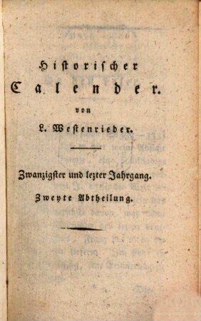 Historischer Calender. 1815