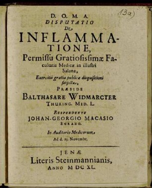 Disputatio De Inflammatione
