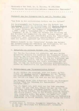 Stilistische Interpretation moderner romanischer Prosawerke, Oberseminar Tübingen : Kursmaterial