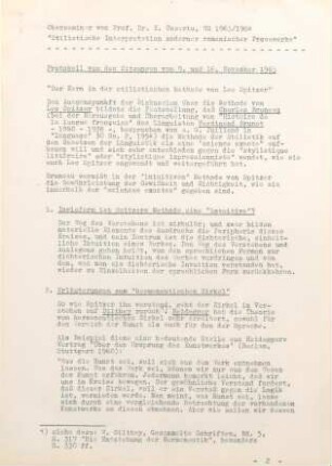 Stilistische Interpretation moderner romanischer Prosawerke, Oberseminar Tübingen : Kursmaterial