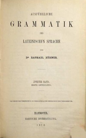 Ausführliche Grammatik der lateinischen Sprache, 2,1