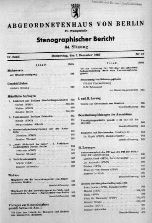 Nr. 19(84), 1. Dezember 1966