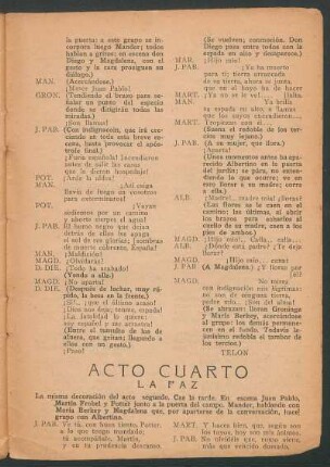 Acto cuarto : La paz