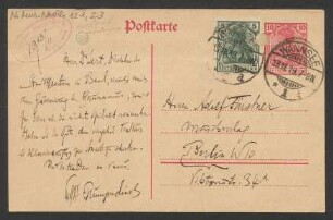 Postkarte an Otto Fürstner : 13.11.1919