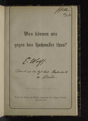 Was können wir gegen das Hochwasser thun?