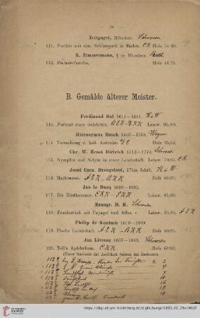 B. Gemälde älterer Meister.