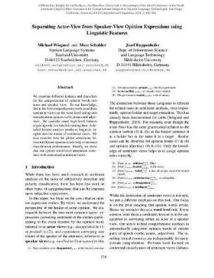 Separating Actor-View from Speaker-View Opinion Expressions using Linguistic Features