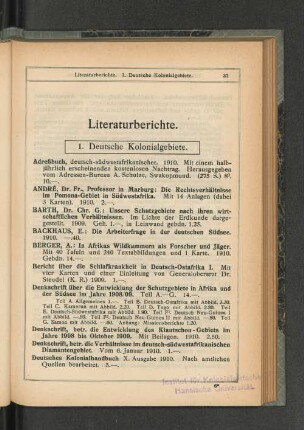 Literaturberichte.