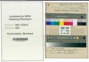 Entnazifizierung Bernhard Krumnoehler , geb. 05.06.1912 (Tischler)