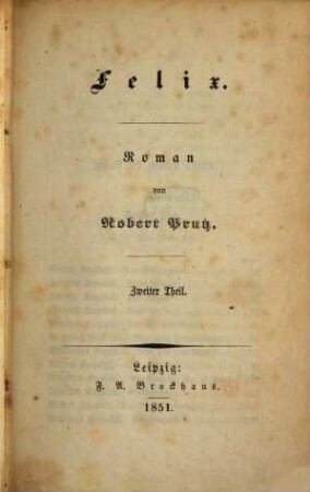 Felix : Roman von Robert Prutz, 2