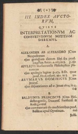 III. Index Auctorum, Quibus ...