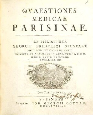 Qvaestiones Medicae Parisinae, [1]. [Quaestiones Medicae Anni MDCCXXXXII]