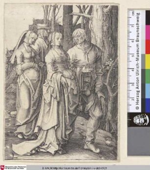 [Dame im Wald; Two couples in the forest]