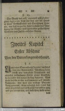 Zweites Kapitel, [Von den Verrenkungen]