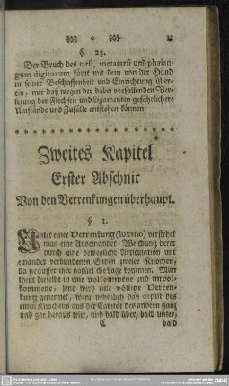 Zweites Kapitel, [Von den Verrenkungen]