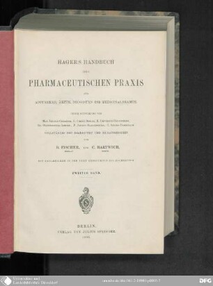 2: Hagers Handbuch der pharmaceutischen Praxis : für Apotheker, Ärzte, Drogisten und Medicinalbeamte