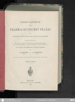 2: Hagers Handbuch der pharmaceutischen Praxis : für Apotheker, Ärzte, Drogisten und Medicinalbeamte