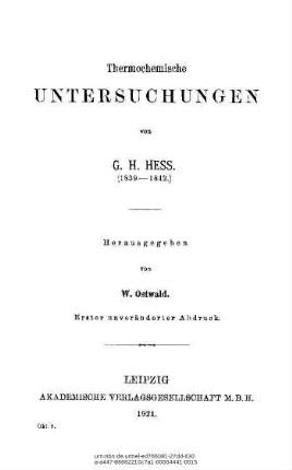 9: Thermochemische Untersuchungen