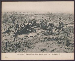 Am Kemmel. Im offenen Kampfgelände erbeutete schwere engl. Haubitz-Batterie.