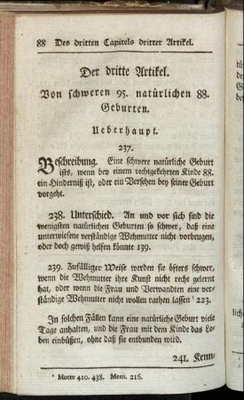 Der dritte Artikel. Von schweren 95. natürlichen 88. Geburten.