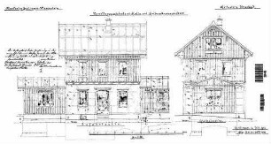 Ditzenbach: Empfangsgebäude Halle und Güterschuppen Ansichten