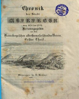 Chronik der Stadt Meiningen von 1676 bis 1834. 1