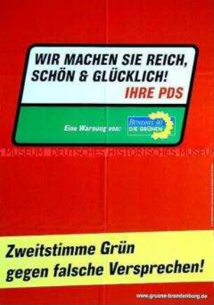 Plakat von Bündnis 90/Die Grünen zur Landtagswahl in Brandenburg 2004