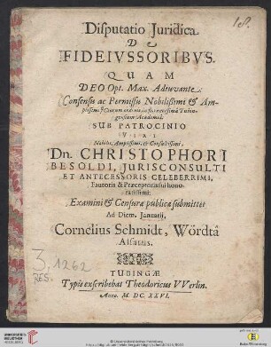 Disputatio Iuridica De Fideiussoribus