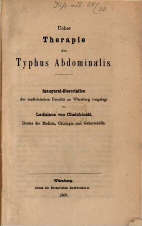 Ueber Therapie des Typhus abdominalis