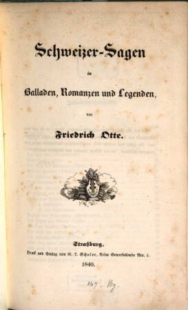 Schweizer-Sagen in Balladen, Romanzen und Legenden