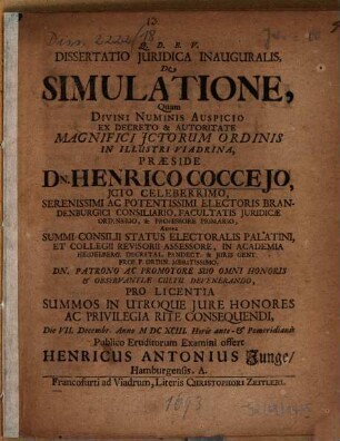 Diss. iur. inaug. de simulatione