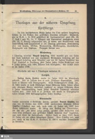 9. Theologen aus der näheren Umgebung Kirchbergs
