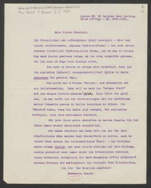 Brief an Margarethe Klinckerfuss : 20.02.1921