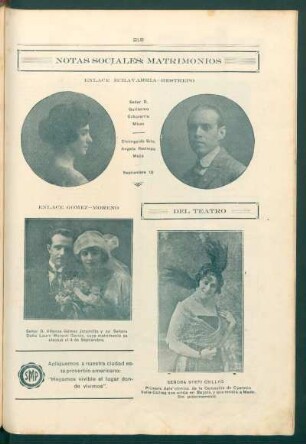 Notas sociales: Matrimonios : Enlace Echavarria-Restrepo [y] Enlace Gómez-Moreno