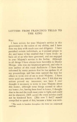 Letters from Francisco Tello to the king