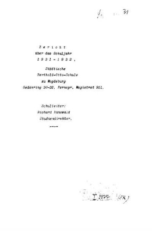 1931/32: Bericht über das Schuljahr ... - 1931/32