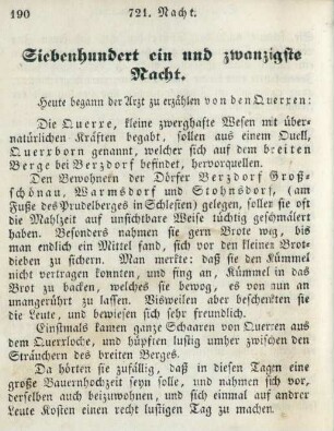 Siebenhundert ein und zwanzigste Nacht