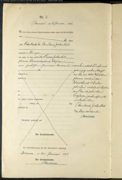 Sterberegister Standesamt Bremen