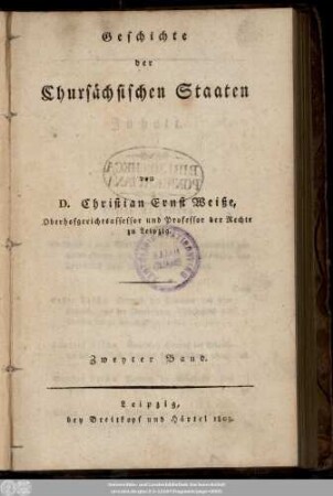 Bd. 2: Geschichte der Chursächsischen Staaten