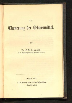 Die Theuerung der Lebensmittel