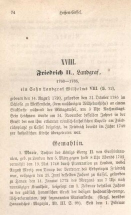 XVIII. Friedrich II., Landgraf, 1760-1785